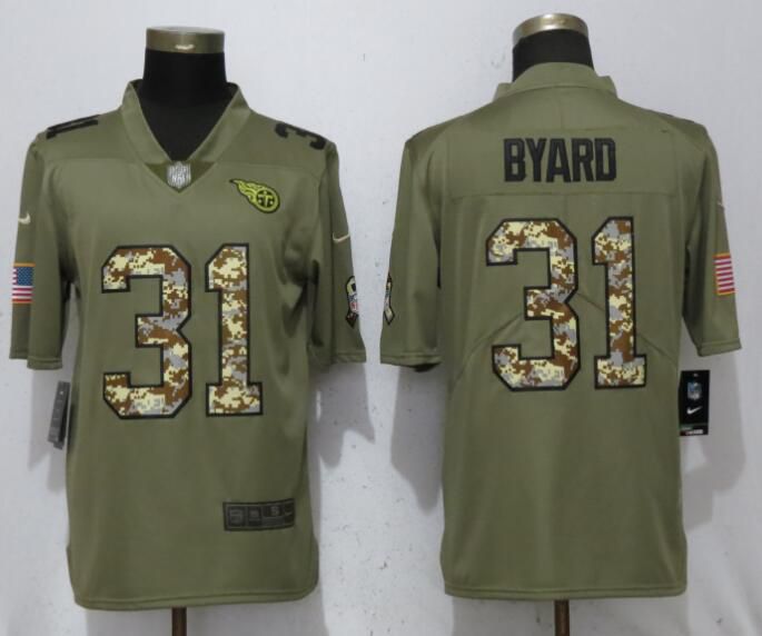 Men Tennessee Titans #31 Byard Olive Camo Carson Salute to Service Limited Nike NFL Jerseys
